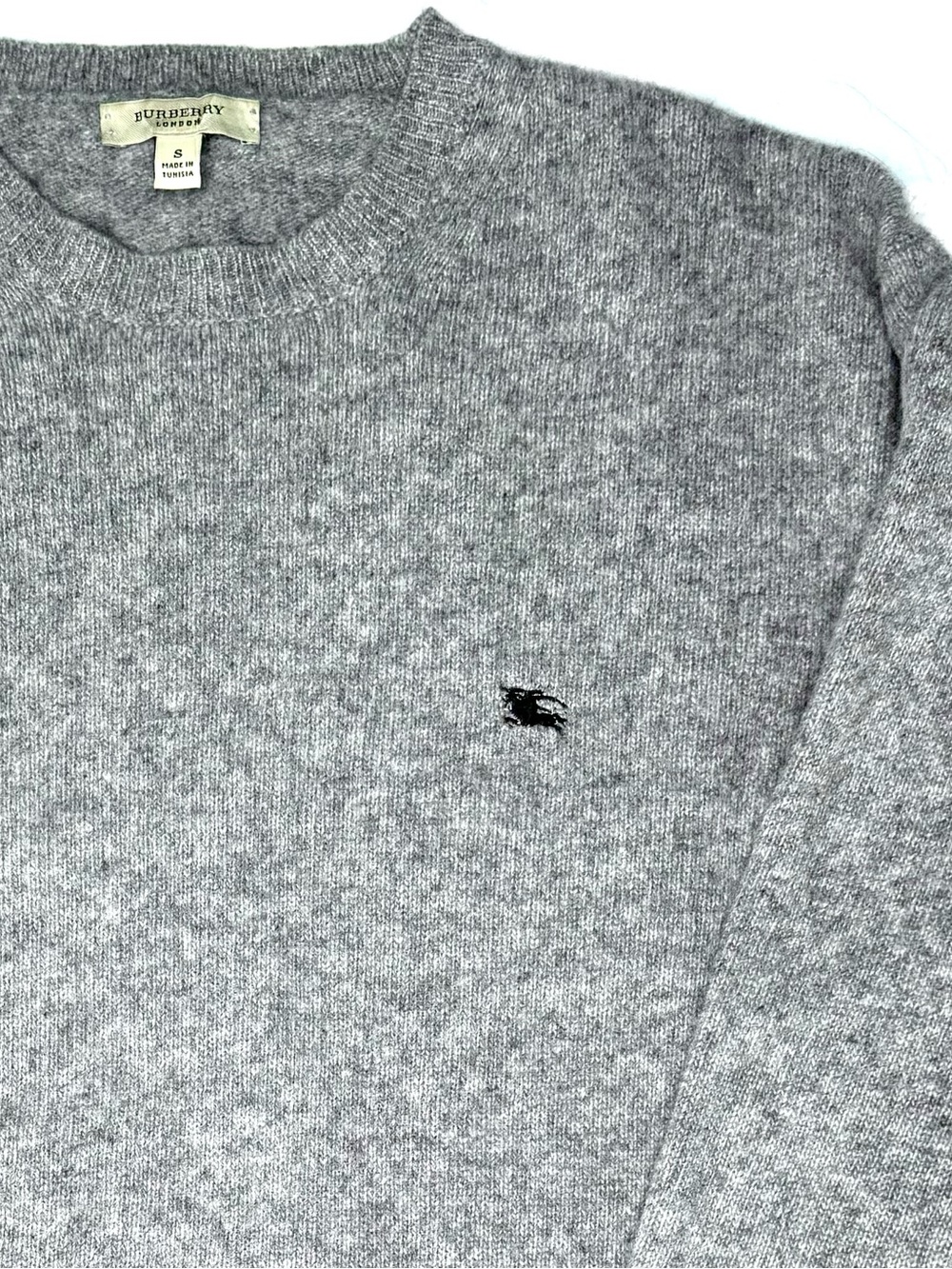 Burberry London Men’s Equestrian Knight Gray Lambswool Sweater Size Small